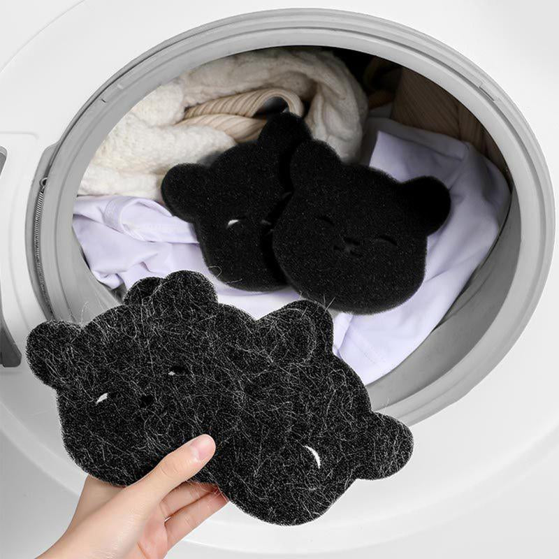 Bear-Shaped Pet Hair Remover for Laundry – 4-Pack Reusable Sponge Lint Catchers | Eco-Friendly Washer Balls for Dog & Cat Hair