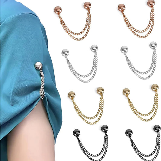 4‑Pack Magnetic Clothing Clips with Chains – Stylish Pinless Brooch Clips for Women’s Scarves, Cardigans & Hijabs ✨