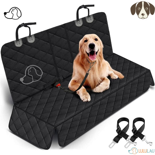 Dog Car Seat Cover – Waterproof Back Seat Protector for Dogs & Kids – Nonslip Bench Cover with Seat Belts & Armrest Access – Fits Cars, Trucks, SUVs – Black