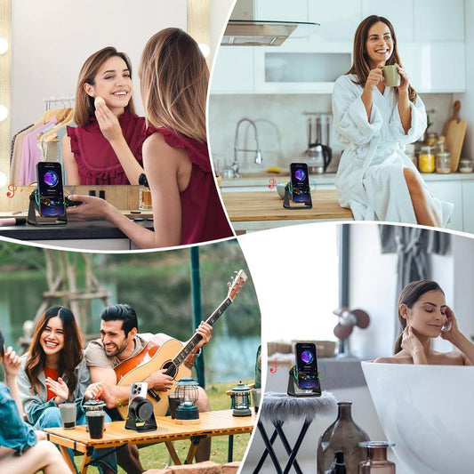 GIM Induction Bluetooth Speaker with Ambient Lights – Wireless Phone Holder & RGB Sound Visualizer | Ideal Gift for Friends & Family
