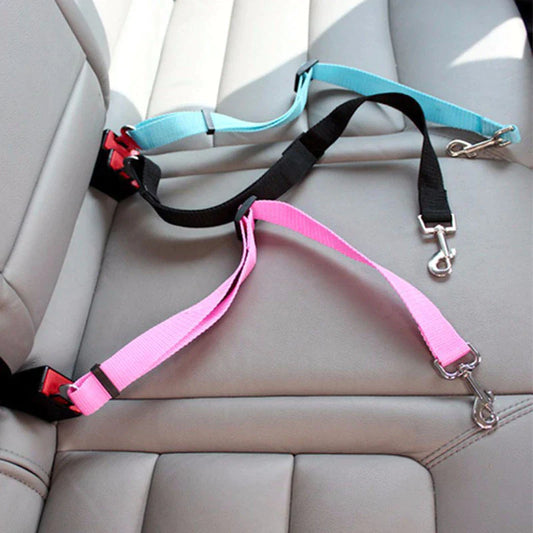 Adjustable Pet Cat & Dog Car Seat Belt – Nylon Safety Harness for Vehicle Travel