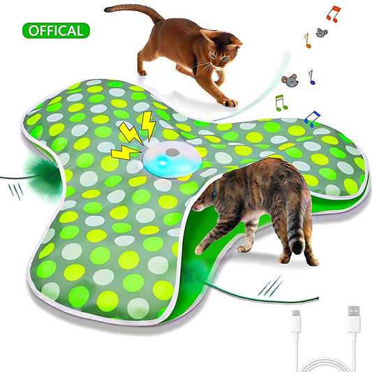 🧩 TxfnY Hide-and-Seek Cat Toy – Feather Fun with Motion Sensor & Mouse Sound